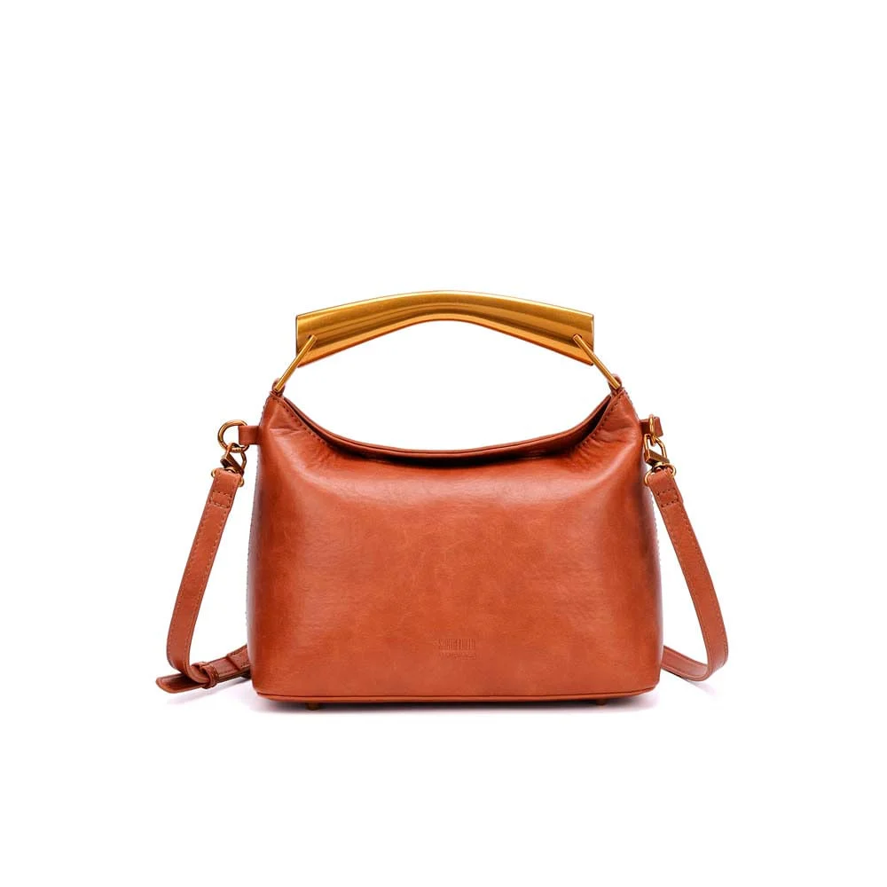 Bolsa Pequena Material Rustico Marrom Safari Alça Dupla - vista 1 de 7