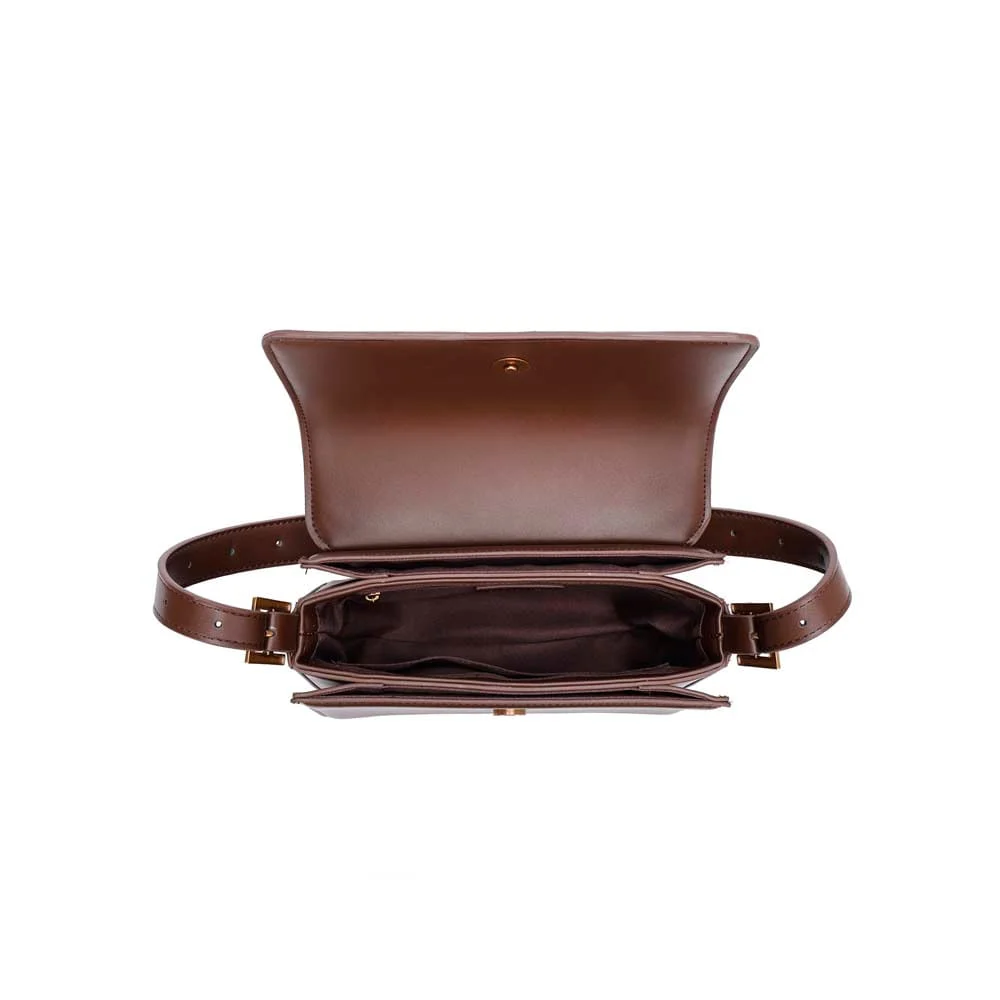 Bolsa Pequena Soft Marrom Dark Alça De Ombro - vista 5 de 5