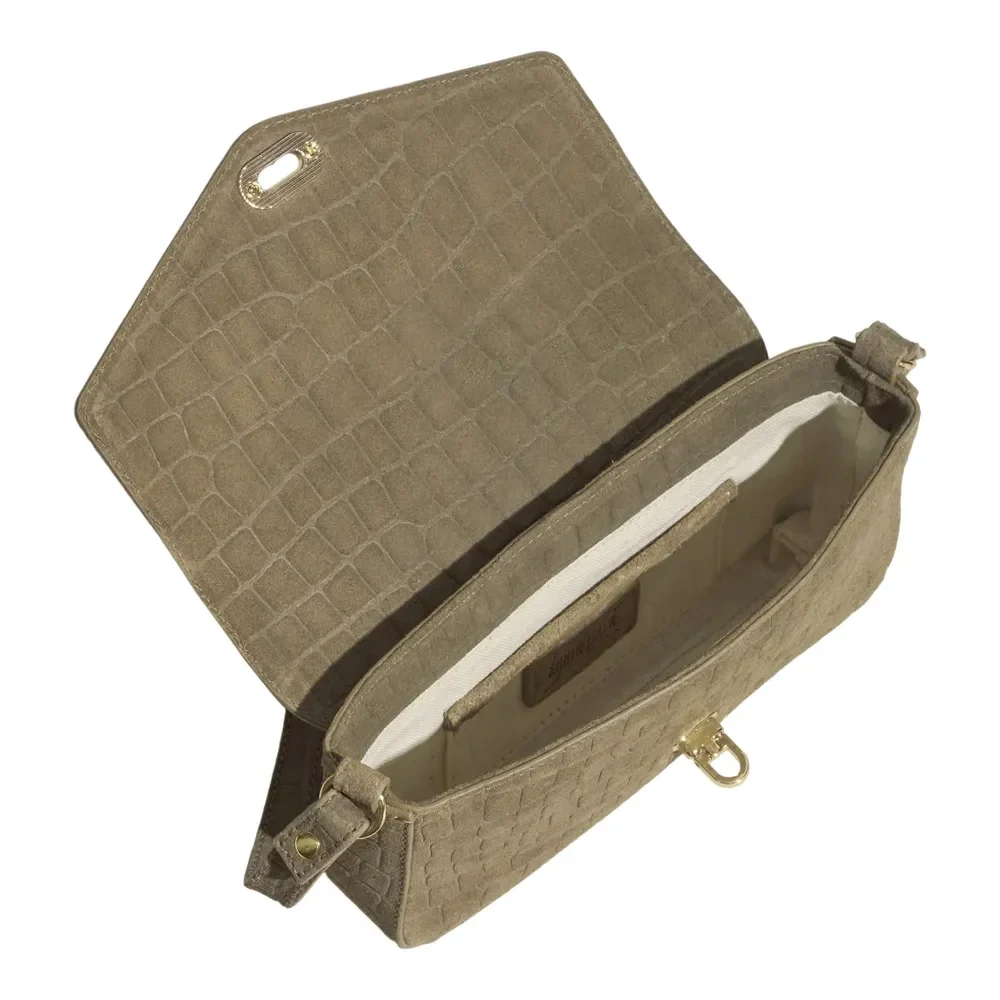 Bolsa P Couro Camurça Croco Fog - vista 3 de 3