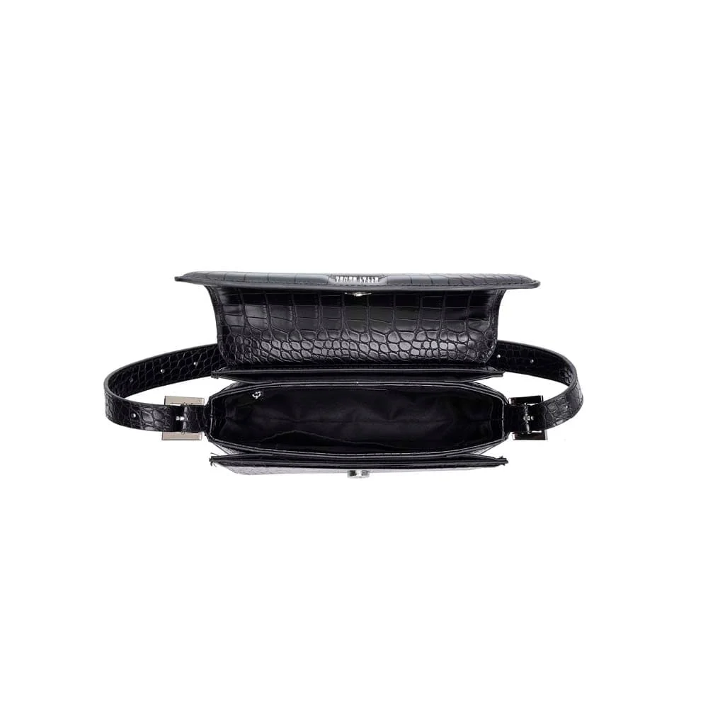Bolsa Pequena Croco Preta Alça De Ombro - vista 6 de 6