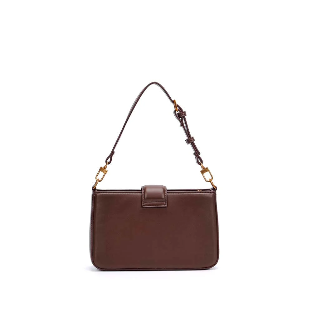 Bolsa Pequena Soft Marrom Dark Alça De Ombro - vista 3 de 5