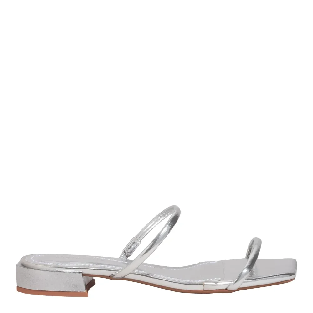 Mule Metalizado Reflexo Prata Bico Quadrado - vista 1 de 4