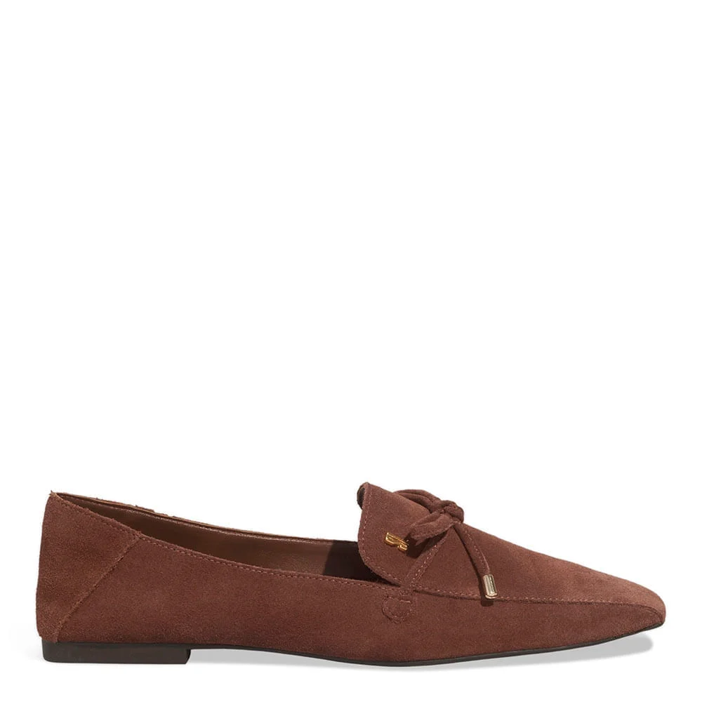 Mocassim Couro Camurça Bico Quadrado Marrom Terracota - vista 1 de 4