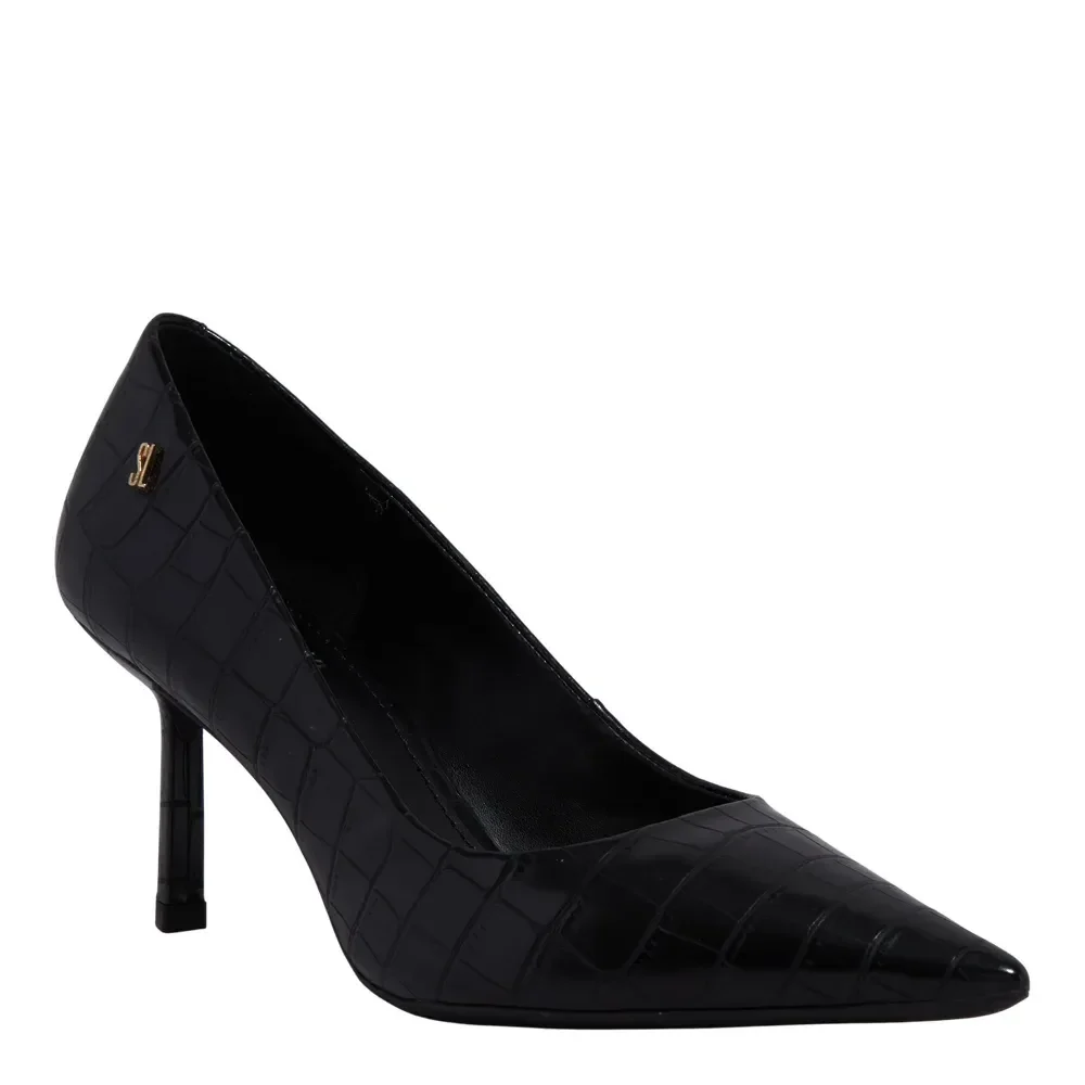 Scarpin Croco Italiano Bico Fino Preto - vista 2 de 3