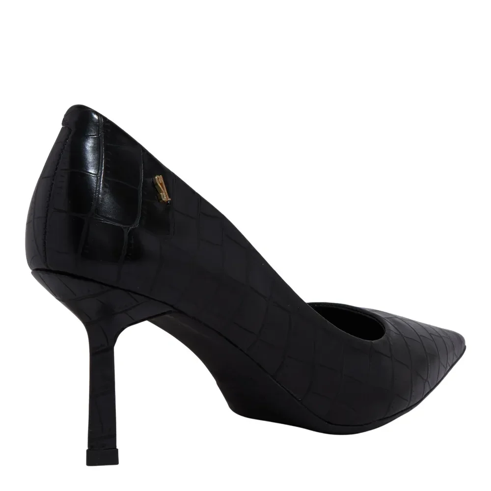 Scarpin Croco Italiano Bico Fino Preto - vista 3 de 3