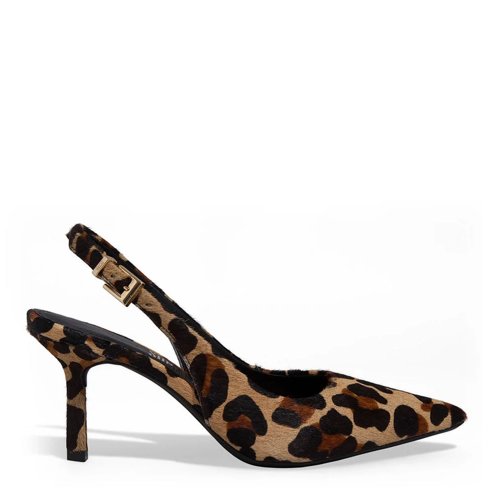 Scarpin Slingback Couro Salto Fino Animal Print Onça - vista 1 de 3