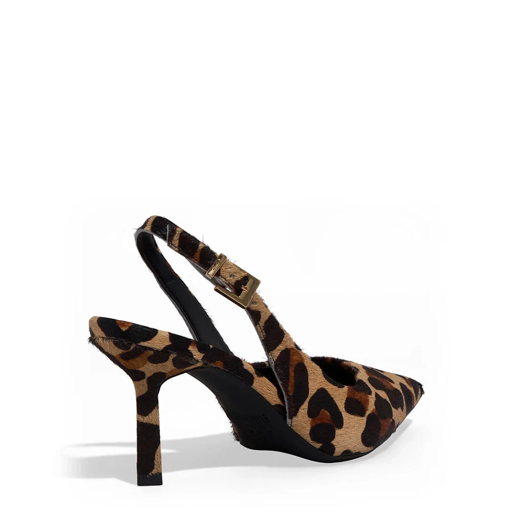 Scarpin Slingback Couro Salto Fino Animal Print Onça - vista 3 de 3