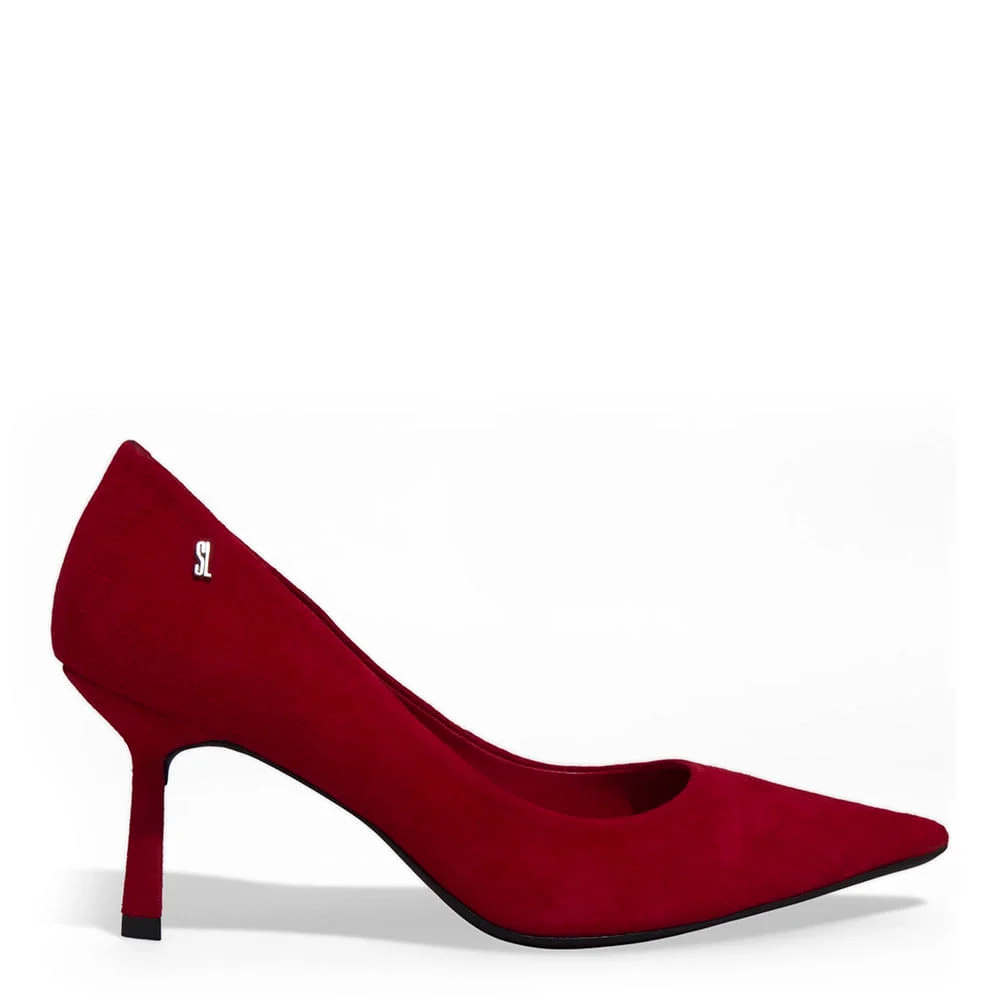 Scarpin Couro Camurça Bico Fino Vermelho - vista 1 de 3