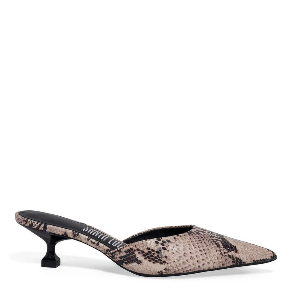 Mule Couro Salto Taça Animal Print Cobra - vista 1 de 3