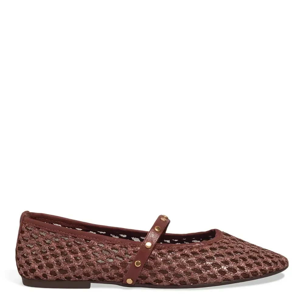 Sapatilha Tela Couro Soft Bico Redondo Marrom Terracota - vista 1 de 4