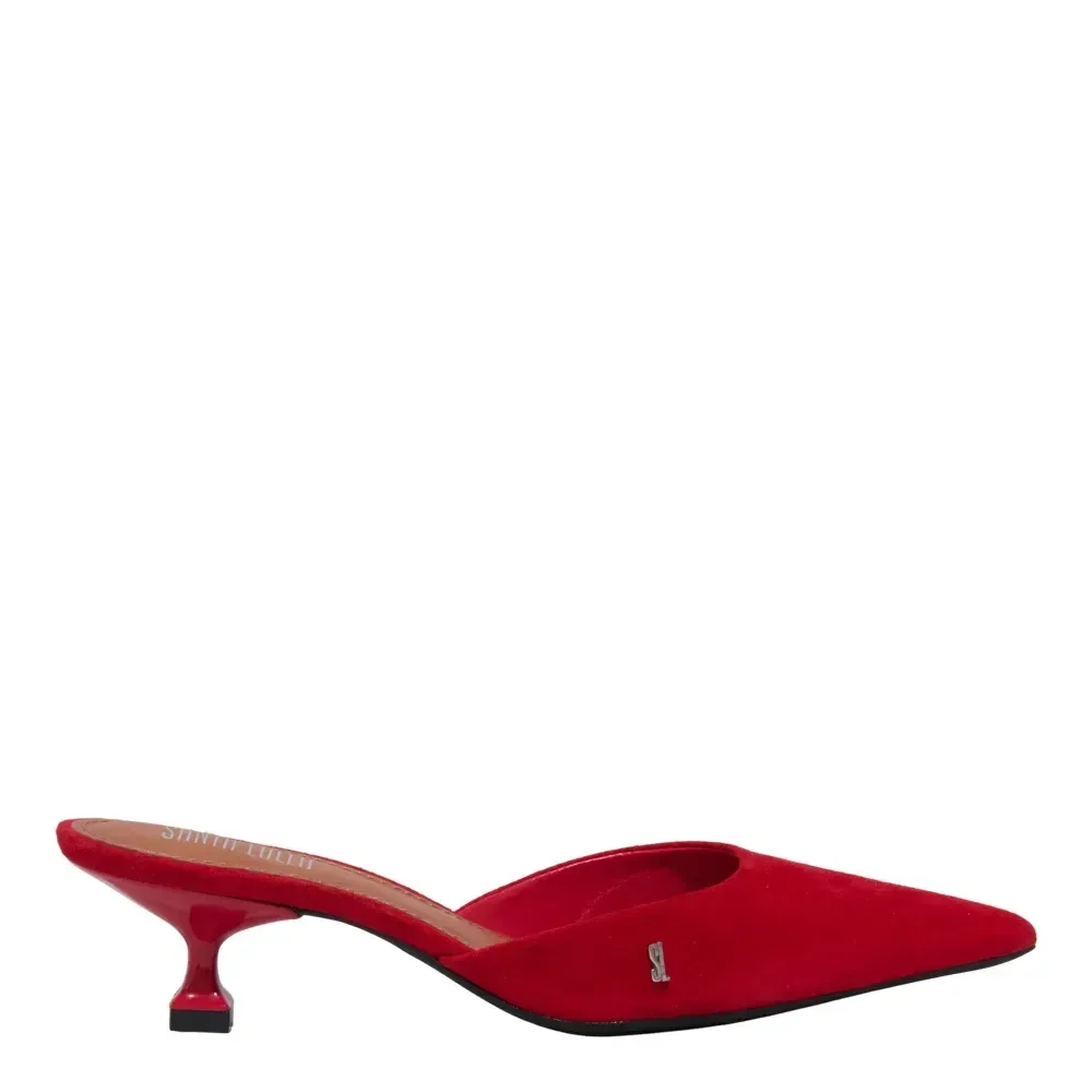Mule Couro Nobuck Salto Taça Vermelho - vista 1 de 3