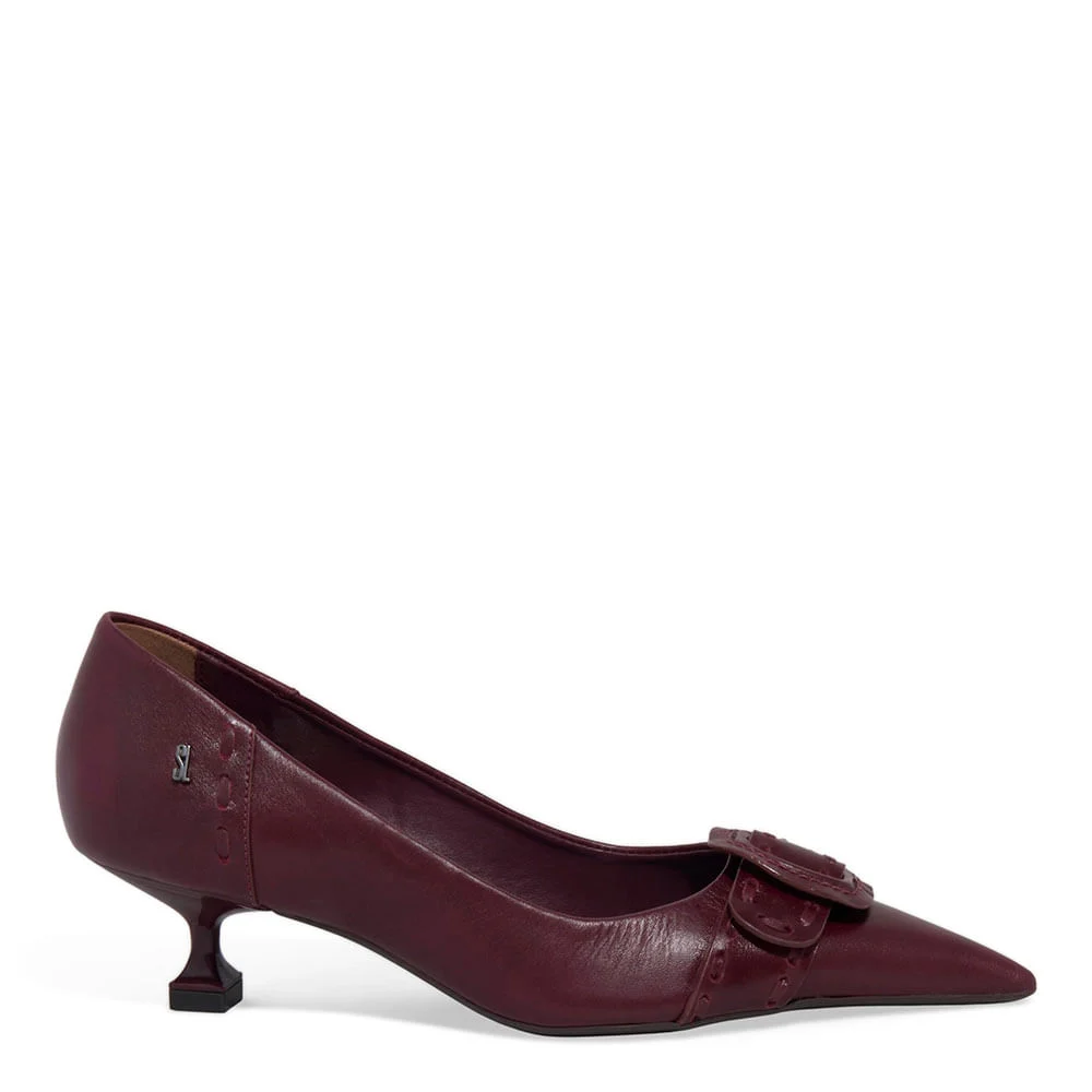 Mule Couro Confort Salto Taça Vermelho Vinho - vista 1 de 3