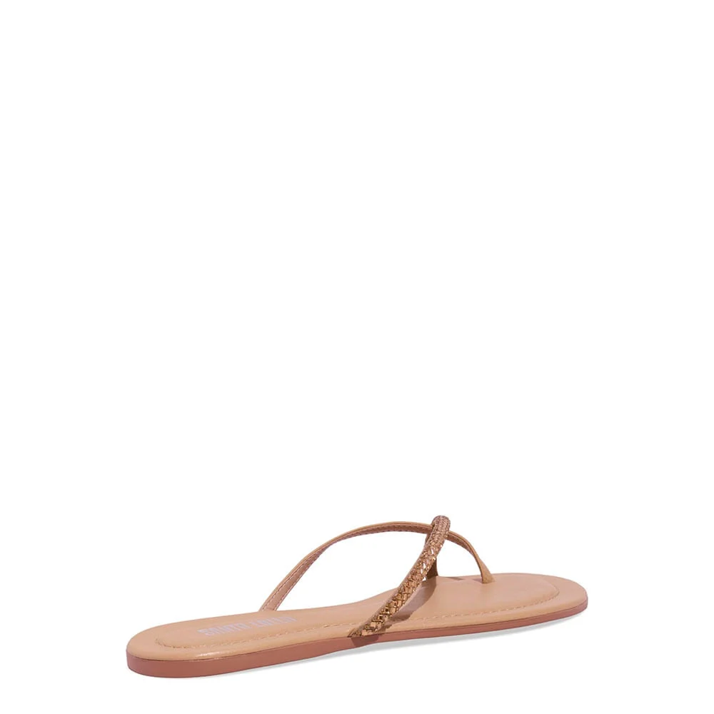 Rasteira Napa Soft Brilho Strass Bege Palha - vista 3 de 4