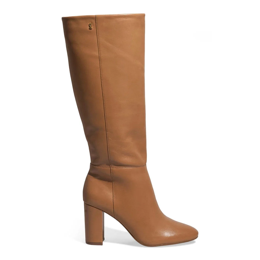 Bota Couro Nobre Cano Longo Salto Grosso Caramelo - vista 1 de 3