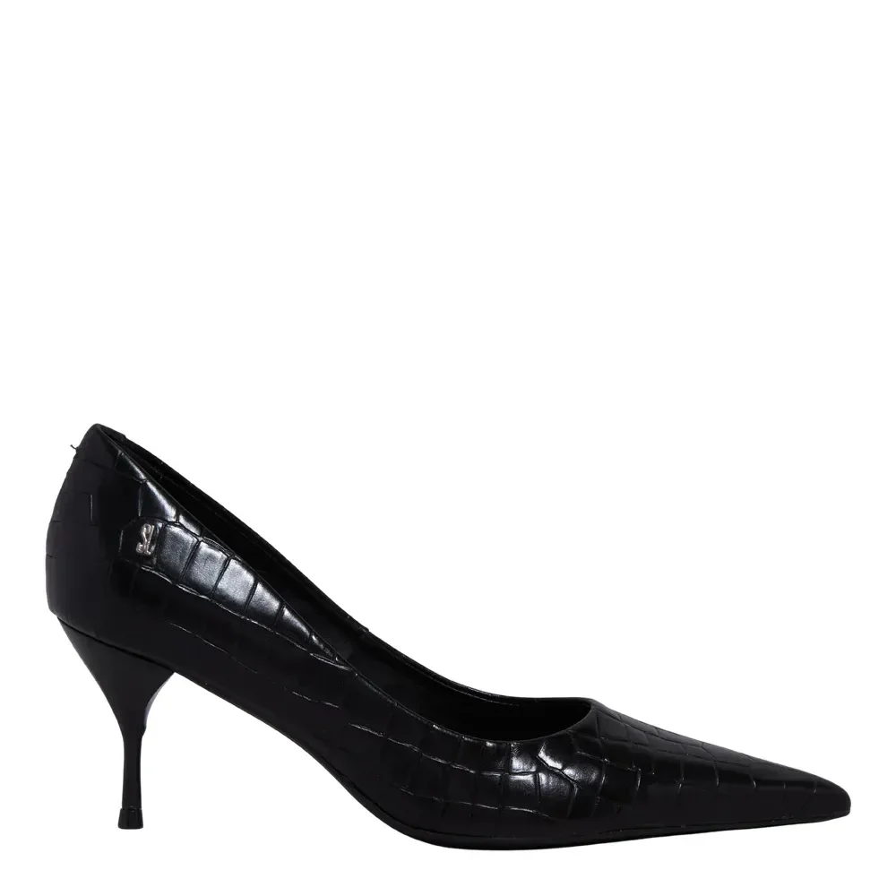 Scarpin Croco Italiano Salto Taça Preto - vista 1 de 3