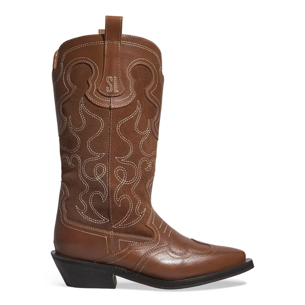 Bota Western Couro Camurça Cano Longo Marrom Brick - vista 1 de 3