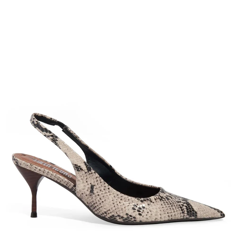 Scarpin Couro Salto Agulha Animal Print Cobra - vista 1 de 3