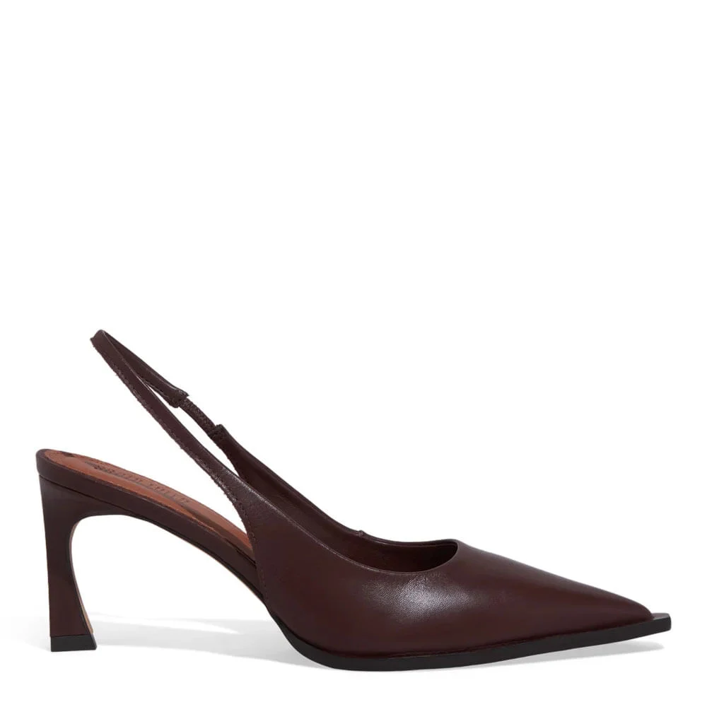 Scarpin Slingback Couro Salto Fino Marrom Dark Cocoa - vista 1 de 3