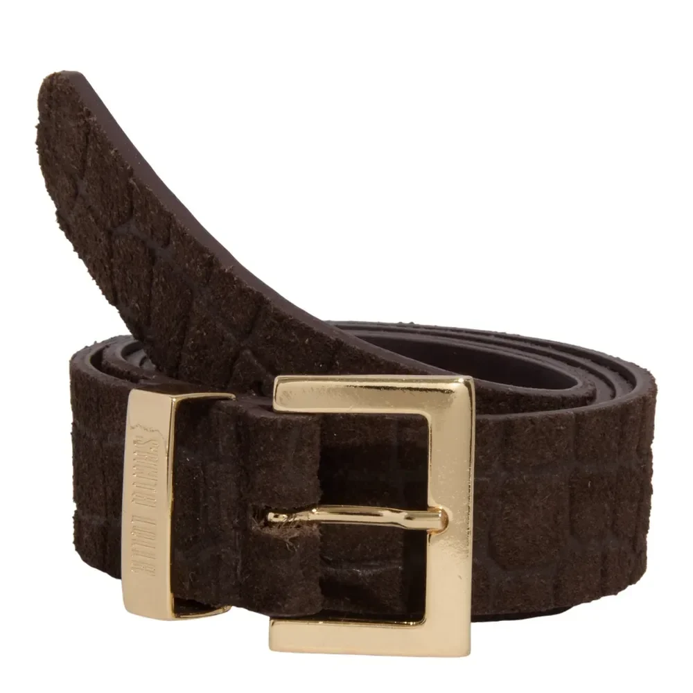 Cinto Couro Camurça Croco Marrom Dark Brown - vista 1 de 2