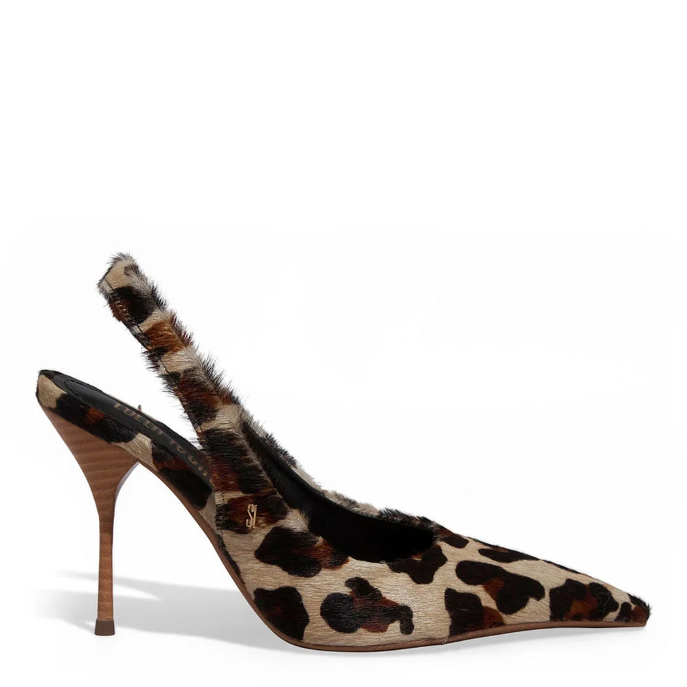 Scarpin Couro Estampa Animal Print Onça Bico Fino Salto Agulha - vista 1 de 3