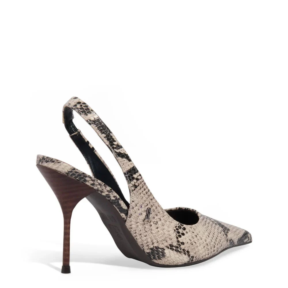 Scarpin Couro Estampa Animal Print Cobra Bico Fino Salto Agulha - vista 3 de 3