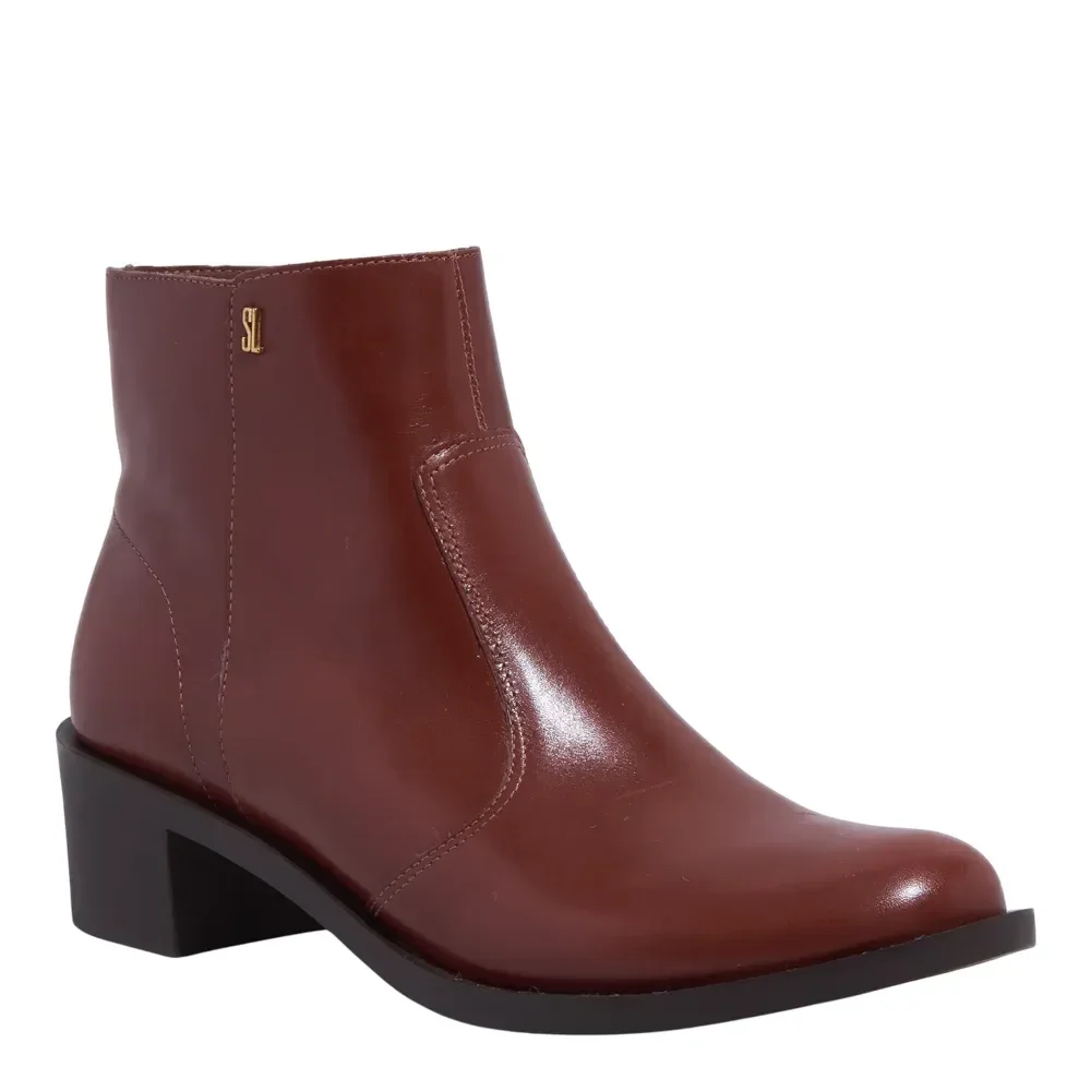 Bota Couro Confort Marrom Terracota Cano Curto Salto Grosso - vista 1 de 2