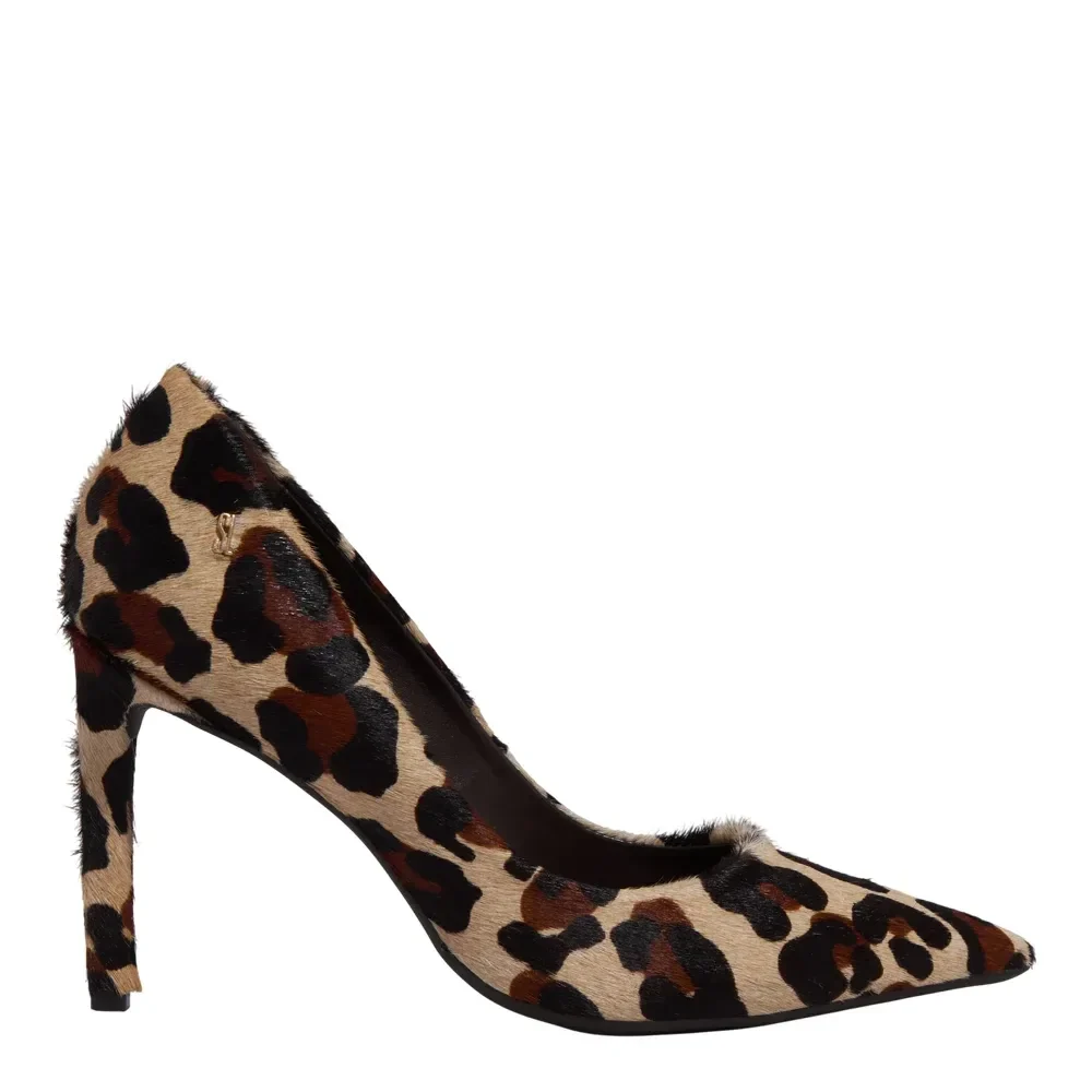 Scarpin Couro Estampa Animal Print Onça Bico Fino Salto Alto - vista 1 de 3