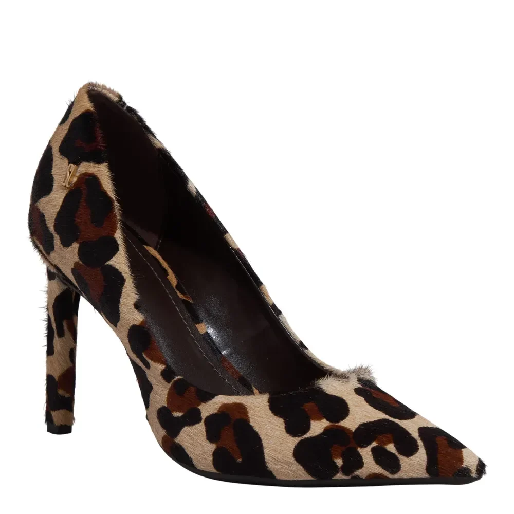 Scarpin Couro Estampa Animal Print Onça Bico Fino Salto Alto - vista 2 de 3