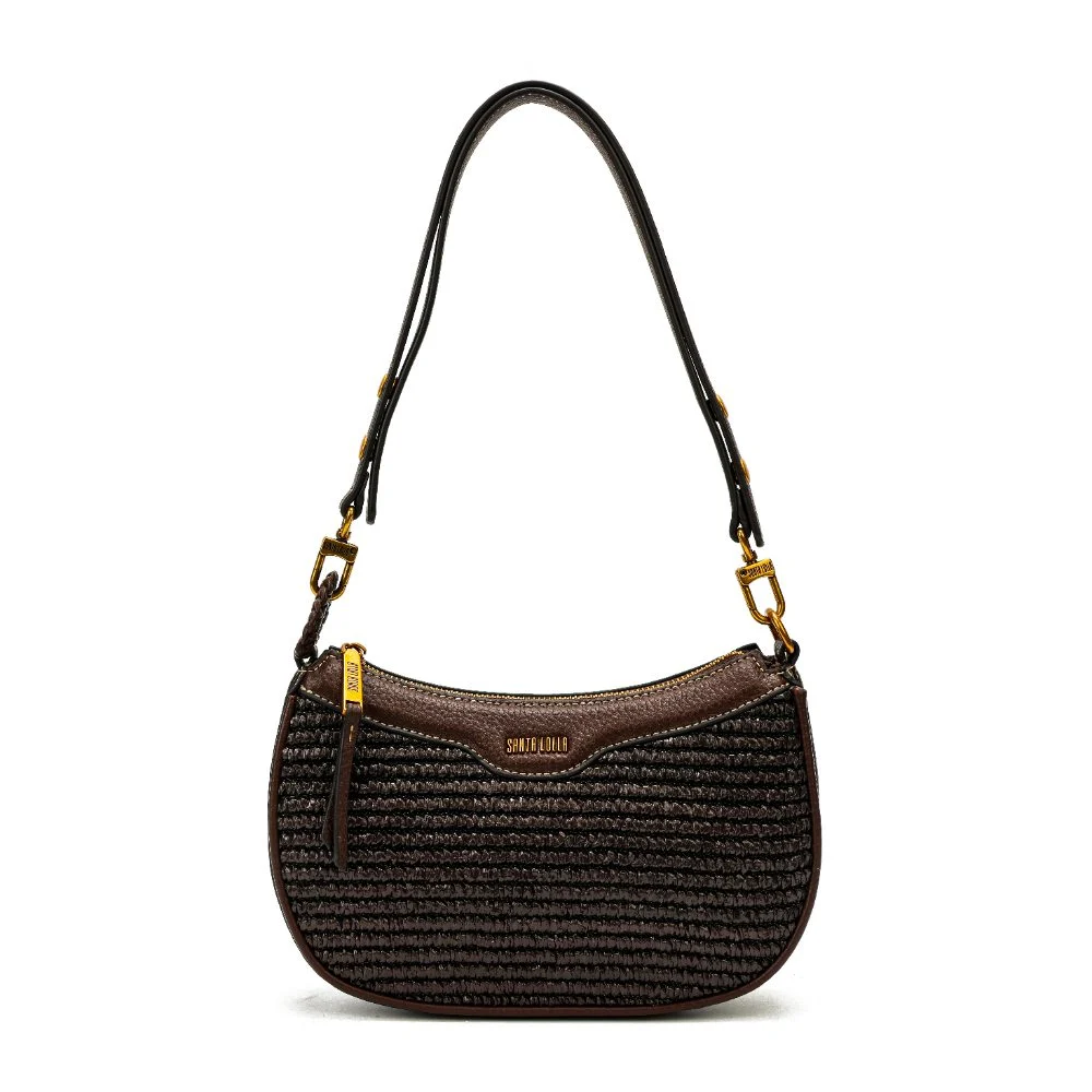 Bolsa Baguete Pequena Tramado Marrom Dark - vista 1 de 7