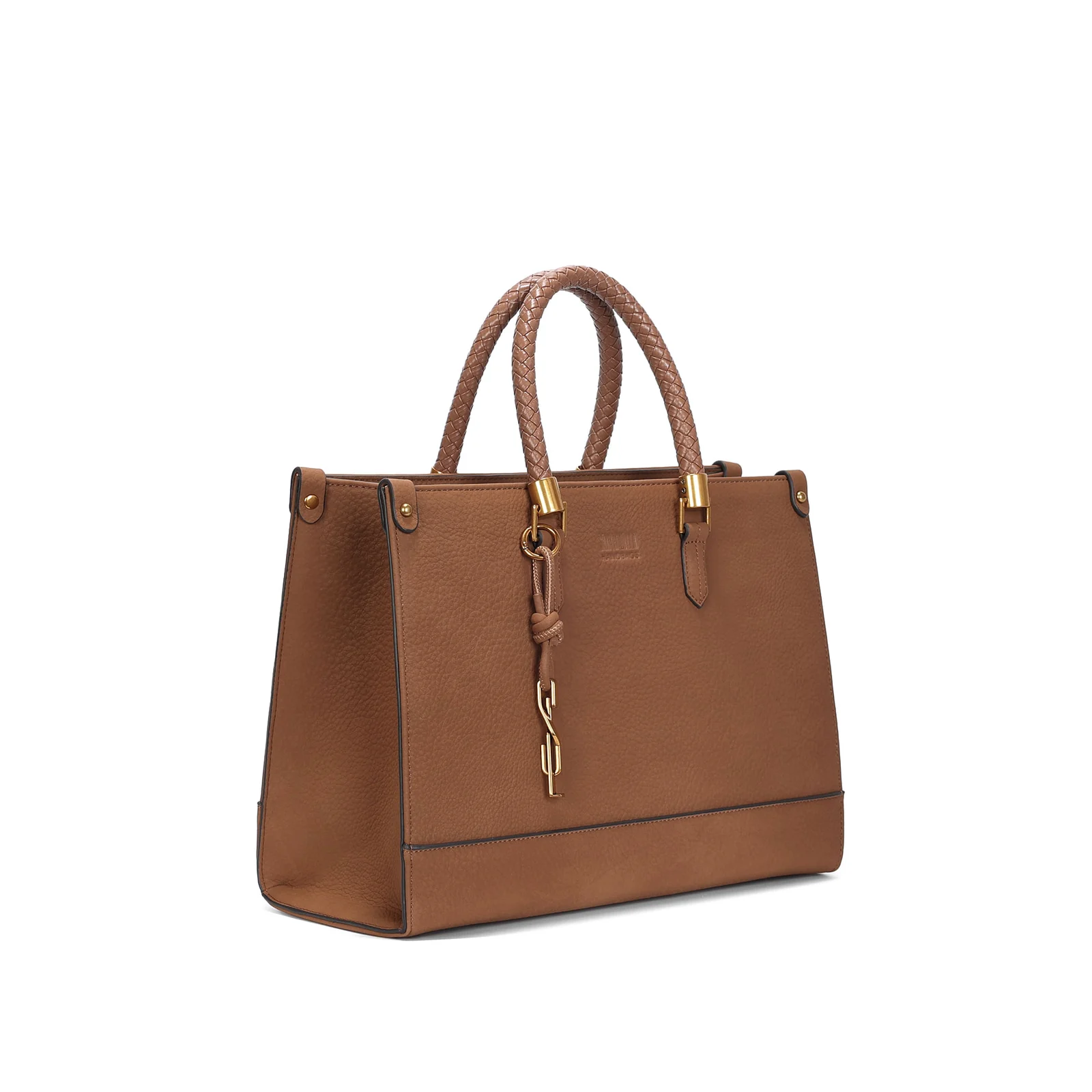 Bolsa Grande Estruturada Nobuck Marrom Safari Alça Dupla - vista 2 de 3