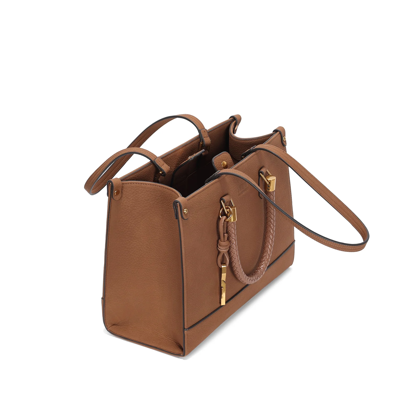 Bolsa Grande Estruturada Nobuck Marrom Safari Alça Dupla - vista 3 de 3