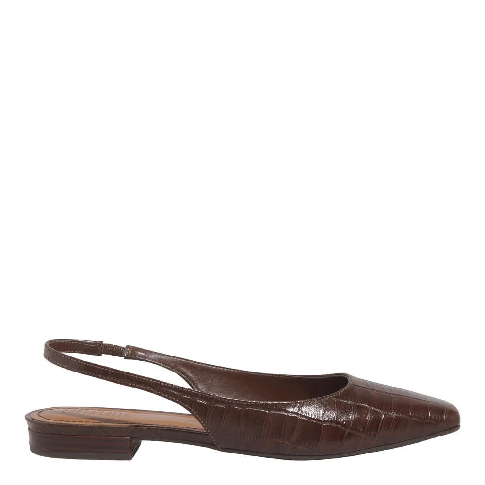 Sapatilha Slingback Croco Italiano Marrom Dark Cocoa - vista 1 de 5