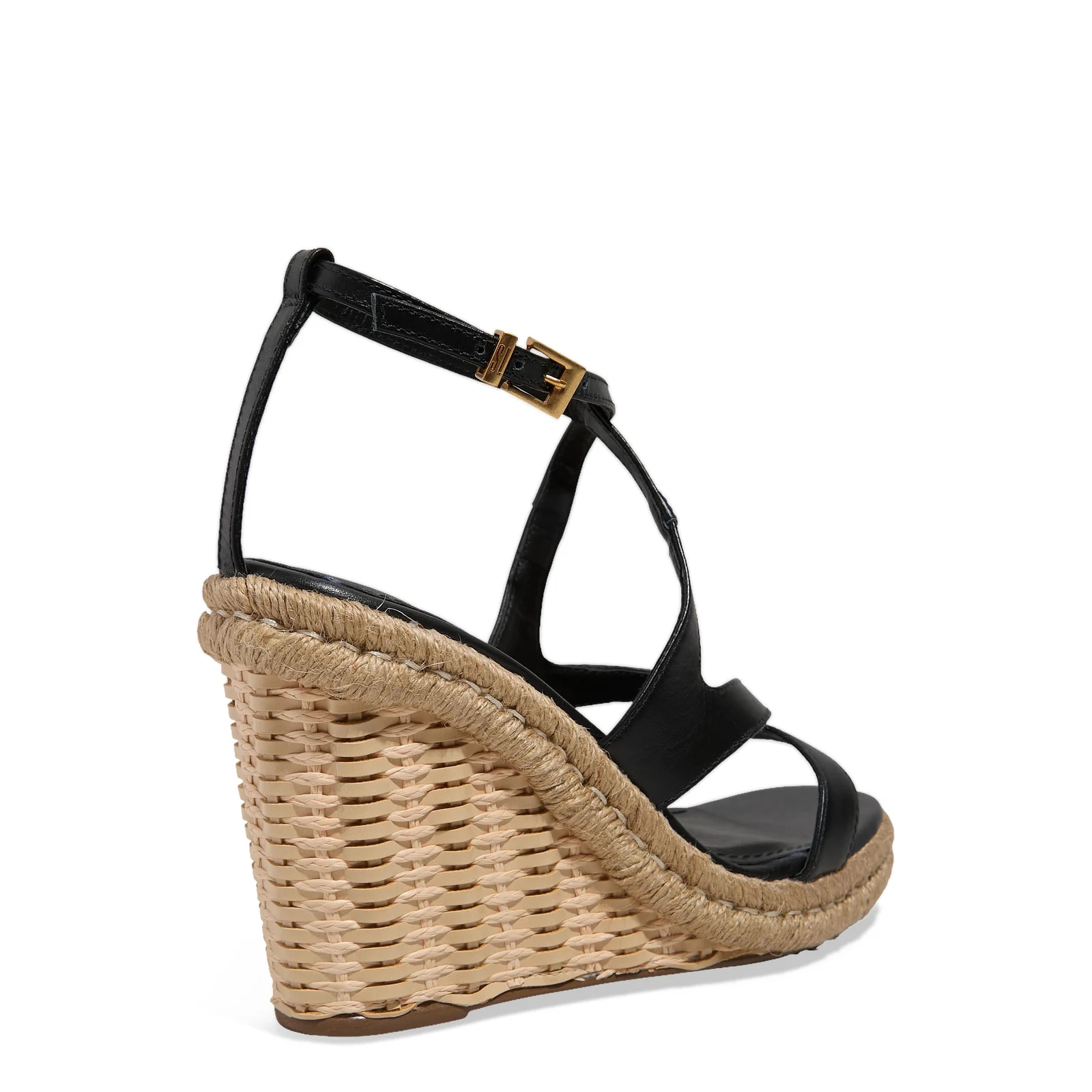 Sandália Espadrille Couro Anabela Preto - vista 4 de 5