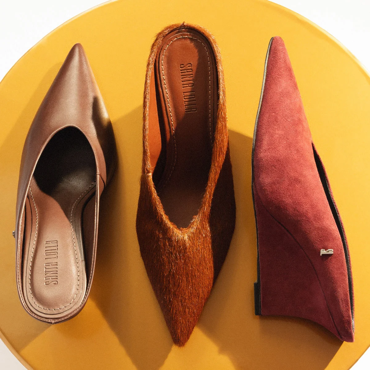 Scarpin Mule Couro Camurça Anabela Roxo - vista 5 de 5