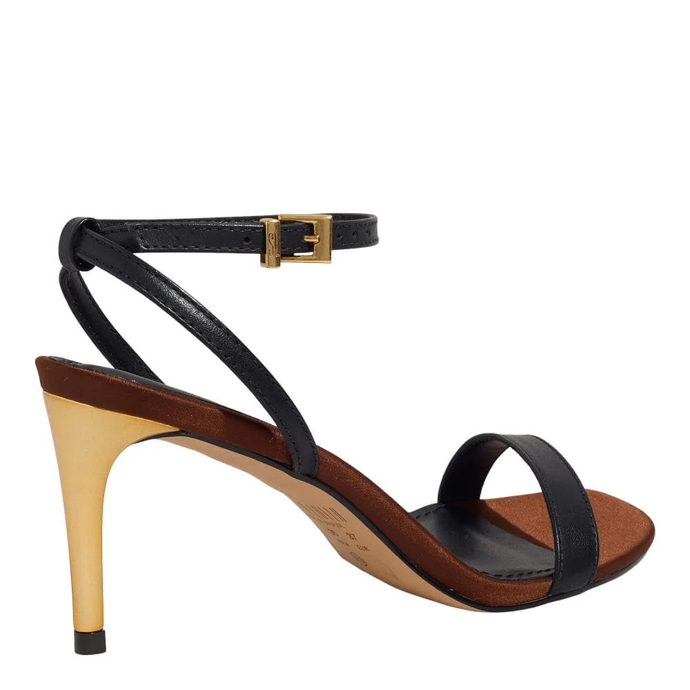 Sandália Couro Pelica Soft Salto Fino Preto - vista 3 de 3