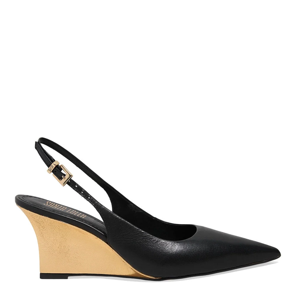 Scarpin Sligback Anabela Couro Pelica Soft Preto - vista 1 de 4