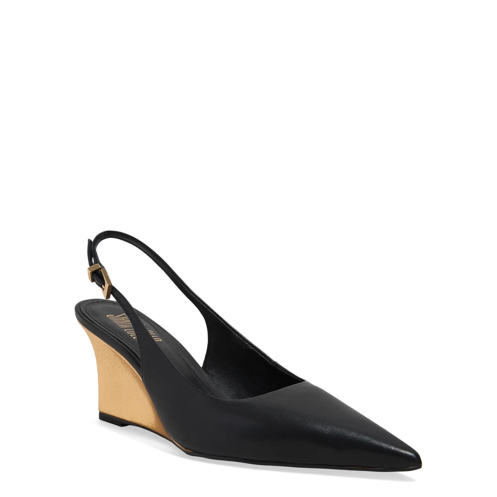 Scarpin Sligback Anabela Couro Pelica Soft Preto - vista 2 de 4