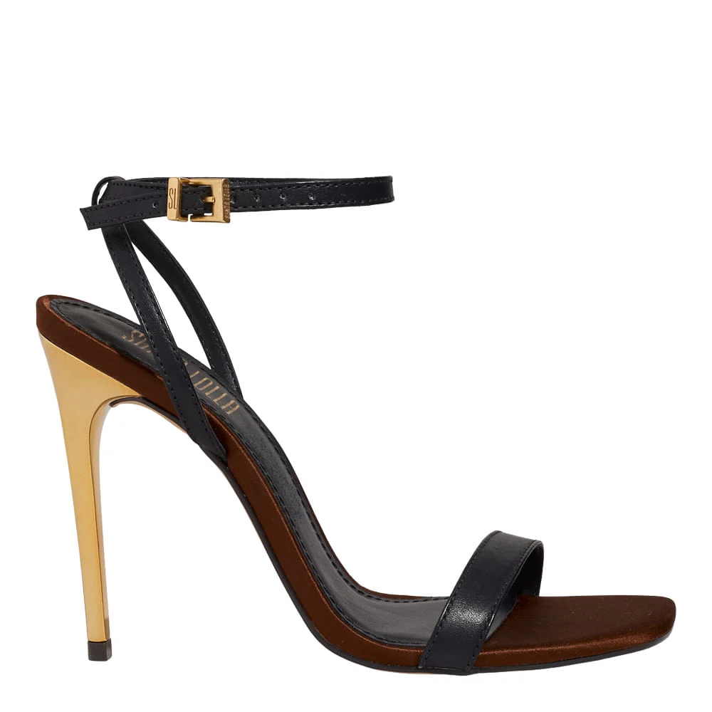 Sandália Couro Pelica Soft Salto Alto Fino Preto - vista 1 de 4