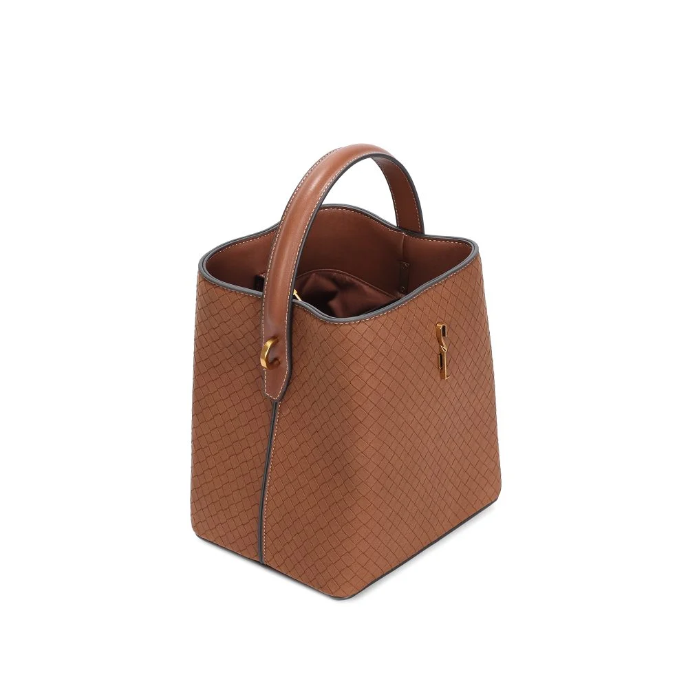 Bolsa Pequena Tressê Texturizado Marrom Transversal - vista 3 de 3