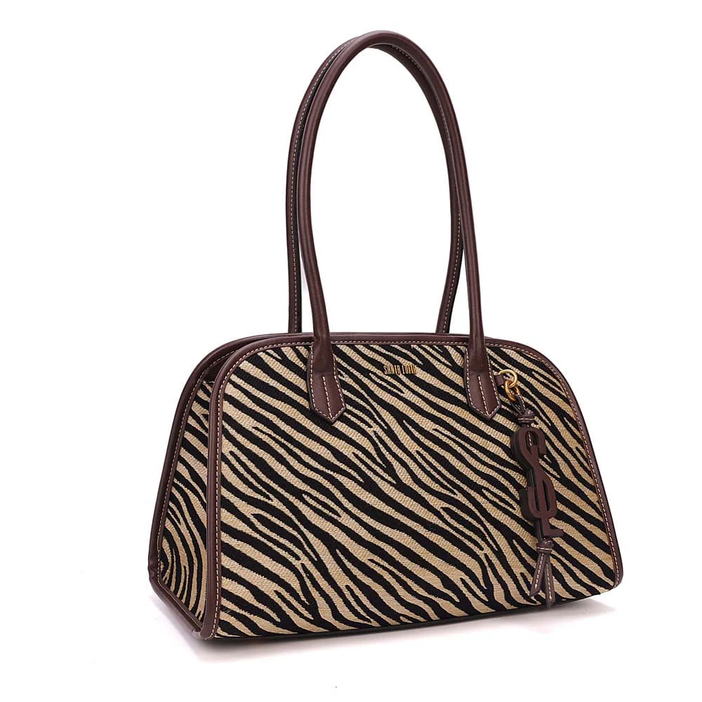 Bolsa Palha Animal Print Zebra Alça Longa - vista 5 de 10