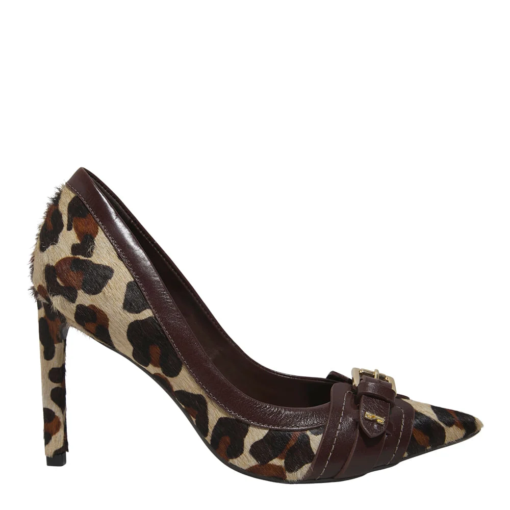 Scarpin Couro Estampa Animal Print Pelo Onça - vista 1 de 4
