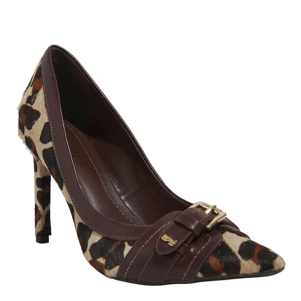 Scarpin Couro Estampa Animal Print Pelo Onça - vista 2 de 4