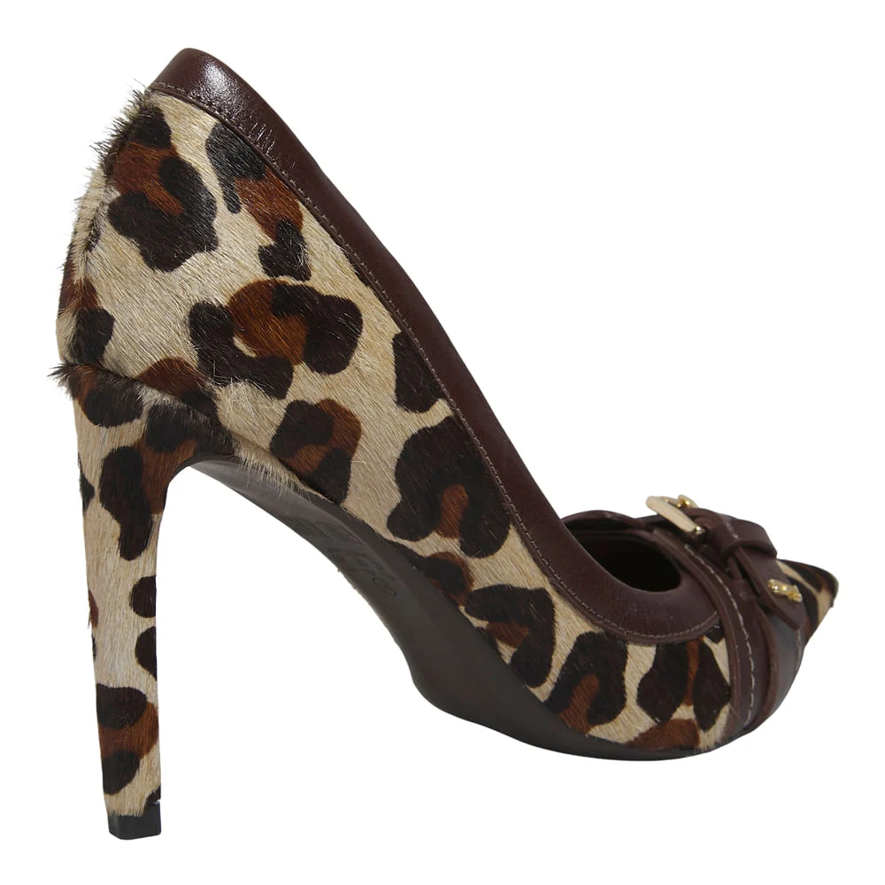 Scarpin Couro Estampa Animal Print Pelo Onça - vista 3 de 4