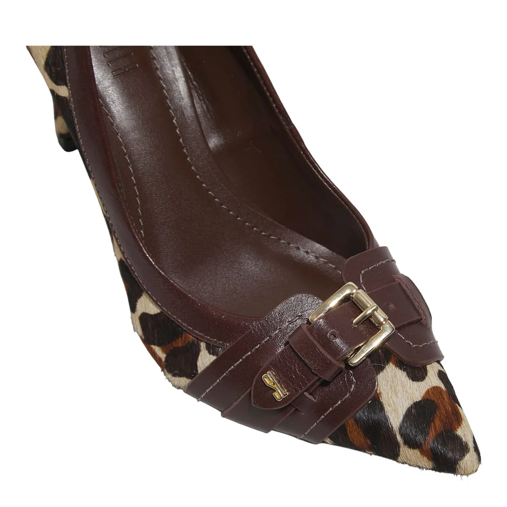 Scarpin Couro Estampa Animal Print Pelo Onça - vista 4 de 4
