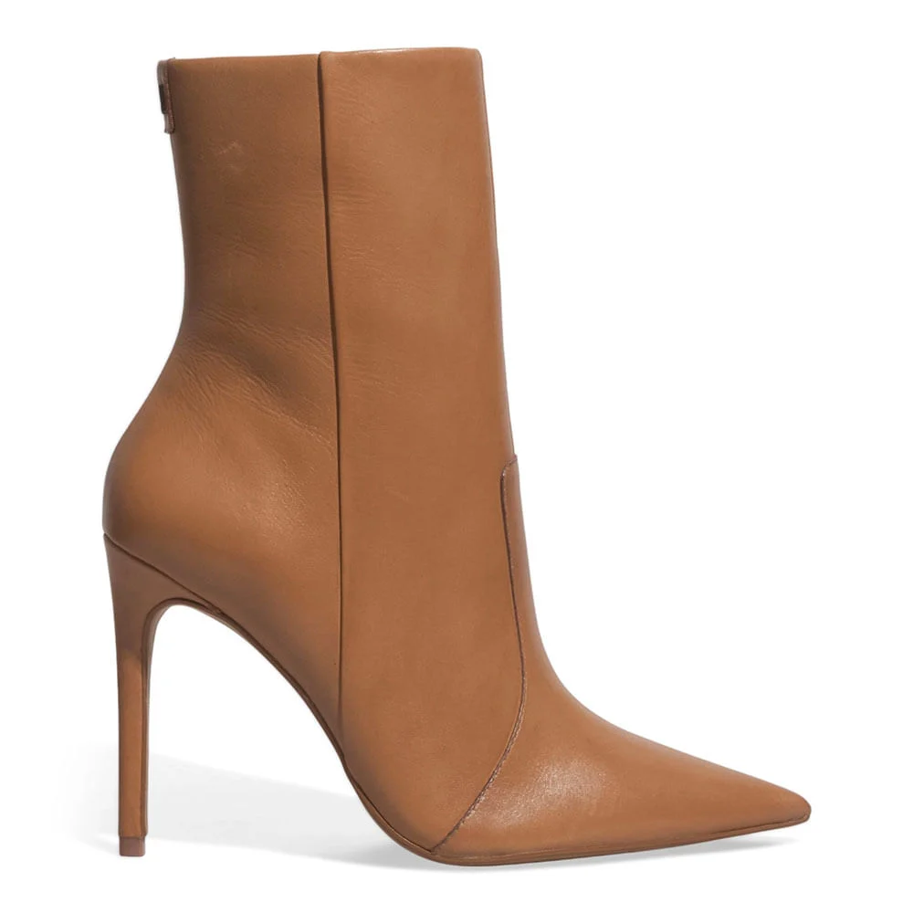 Bota Couro Cano Baixo Caramelo Salto Alto - vista 1 de 3