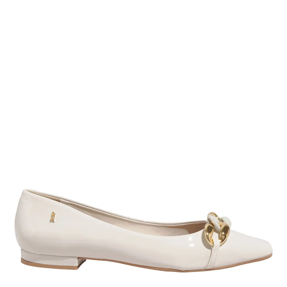 Sapatilha Verniz Anzeli Off White Bico Fino - vista 1 de 6