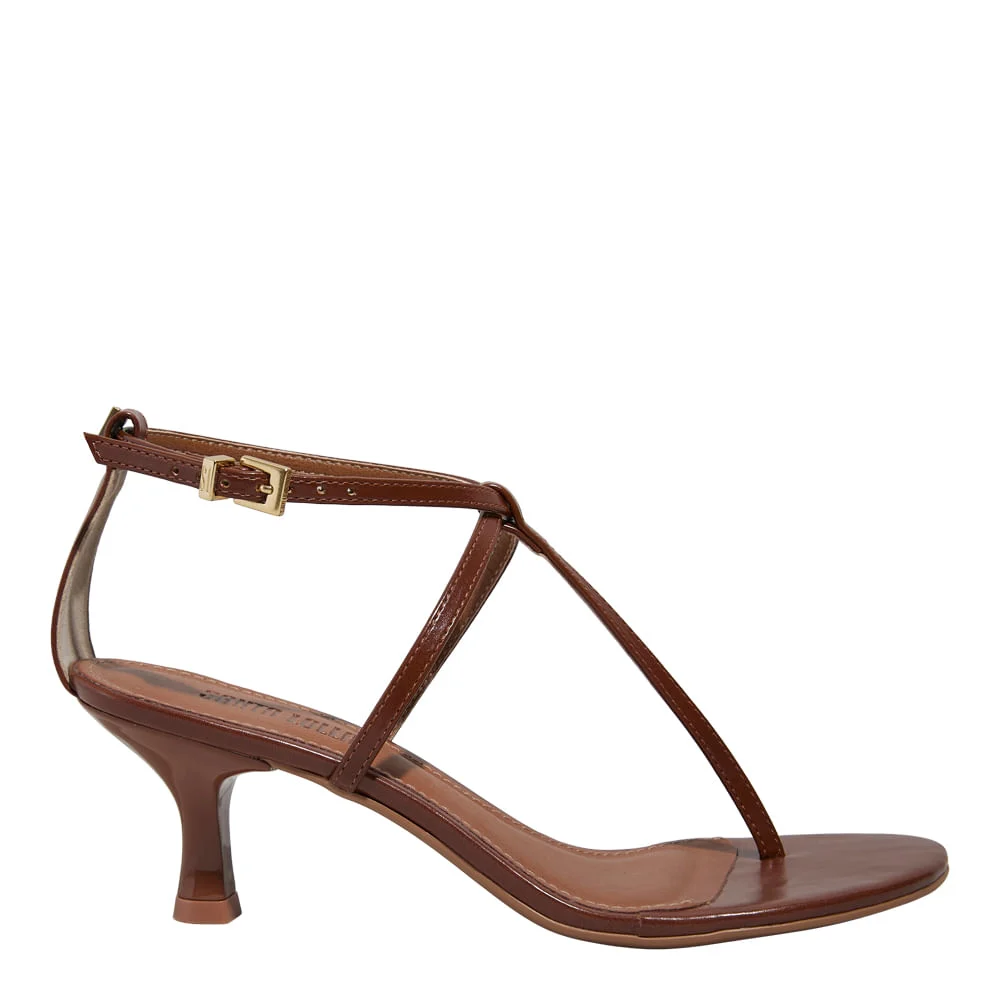 Sandália Salomé Napa Plush Marrom Salto Baixo - vista 1 de 4