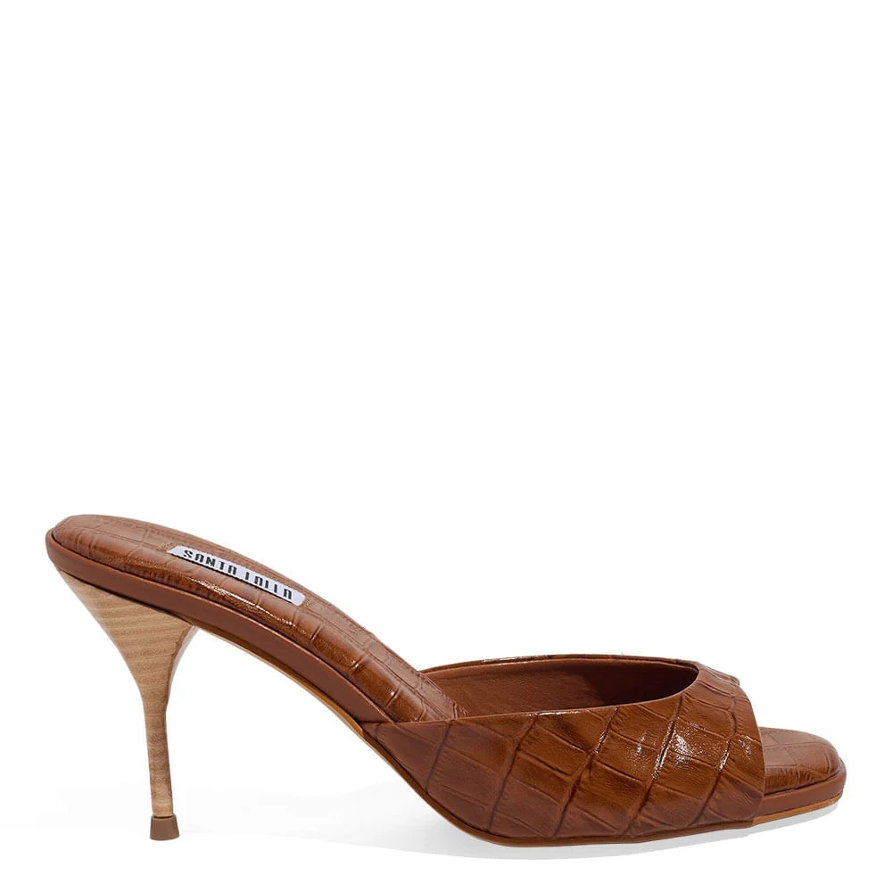 Mule Croco Italiano Salto Fino Marrom Safari - vista 1 de 4