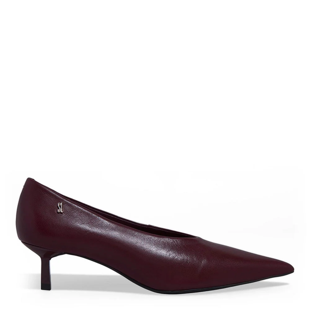 Scarpin Couro Pelica Salto Baixo Roxo Berry - vista 1 de 3