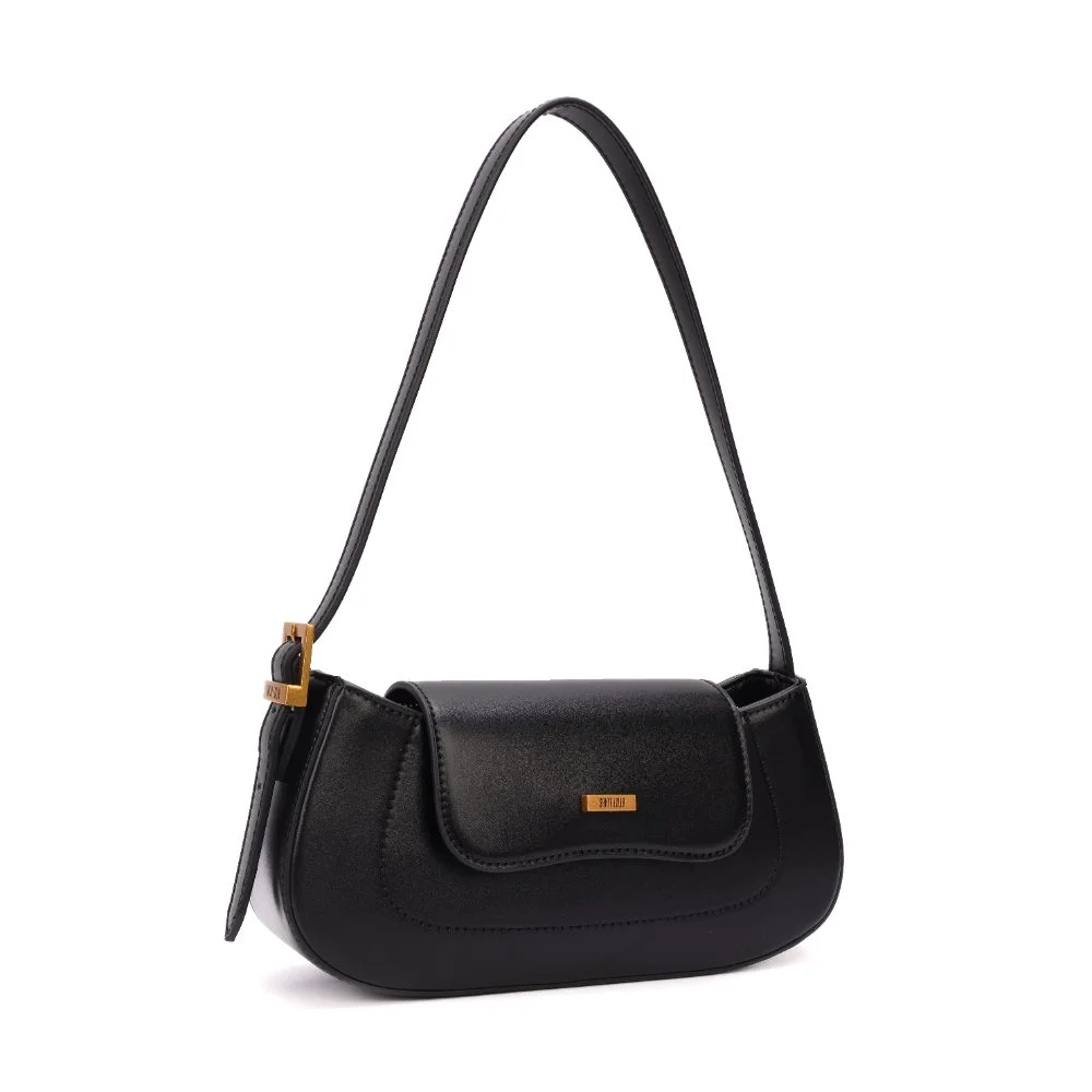 Bolsa Baguete Pequena Soft Preta Alça de Ombro - vista 2 de 9